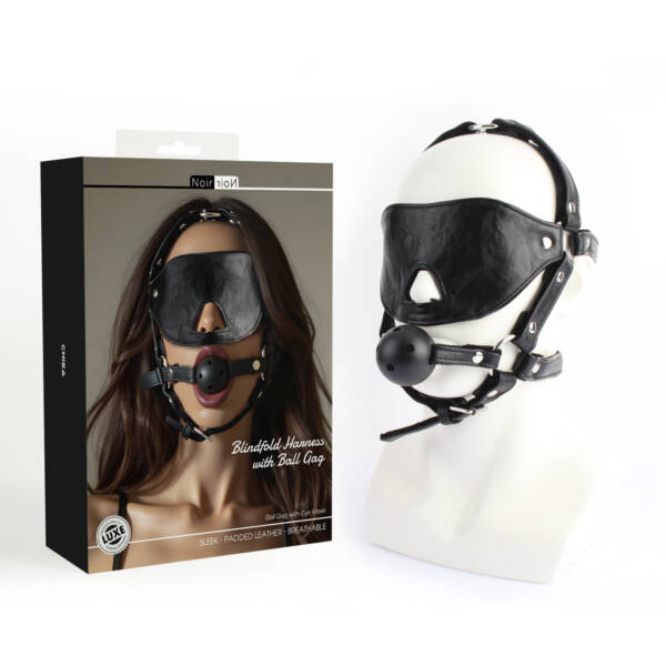 Noir Rion Onyx Aegis Blindfold Harness with Ball Gag