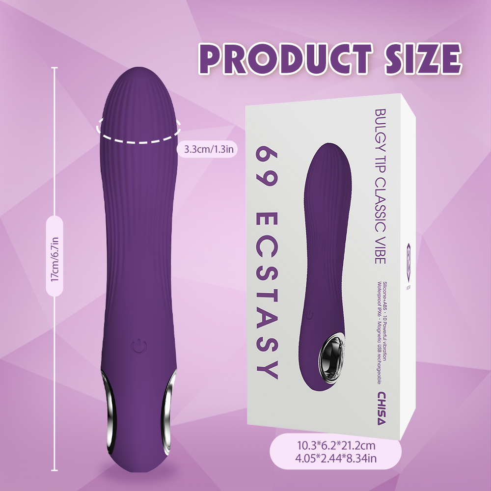 69 Ecstasy Bulgy Tip Classic Vibe Vibrating Dildo - Image 6