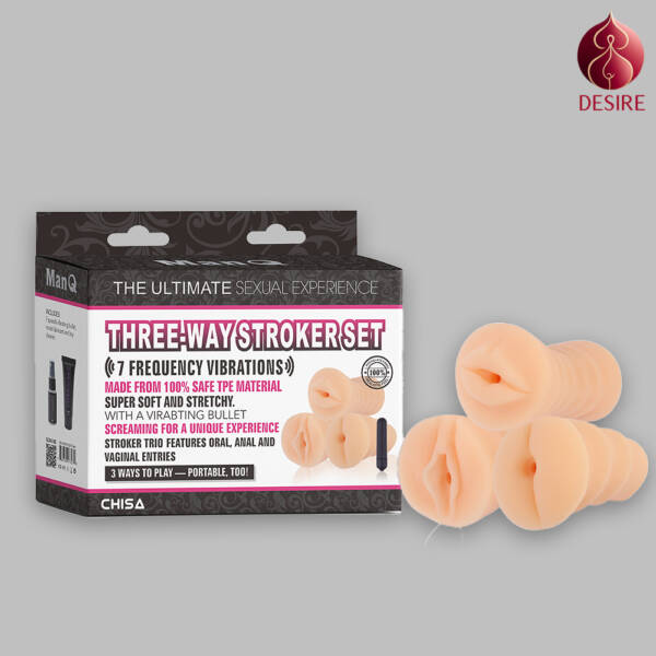 ManQ Three-Way Stroker Set Male Masturbator