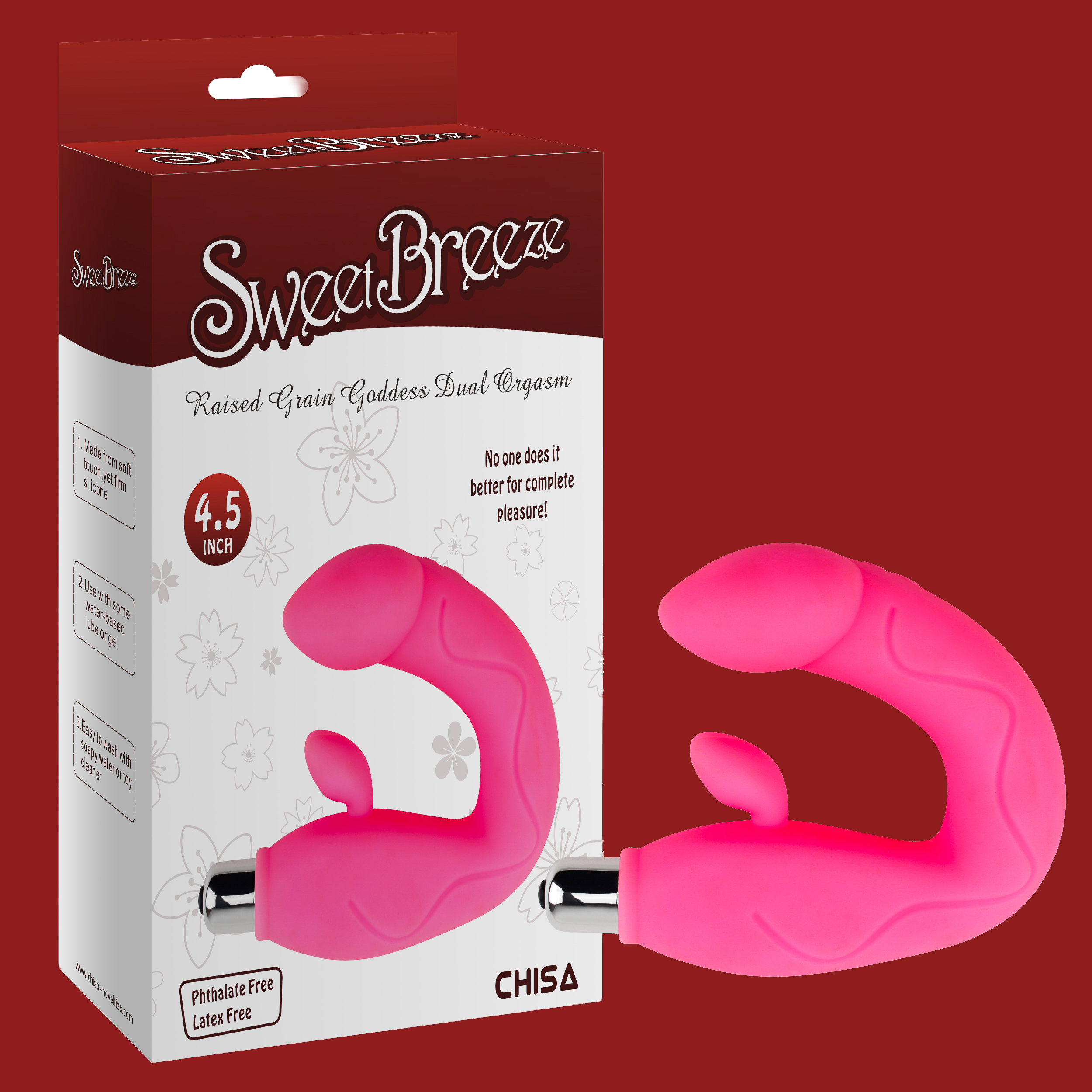 Sweet Breeze G-Spot and Clitoral Vibrator - Raised Grain Goddess Dual Orgasm - Pink - Image 2