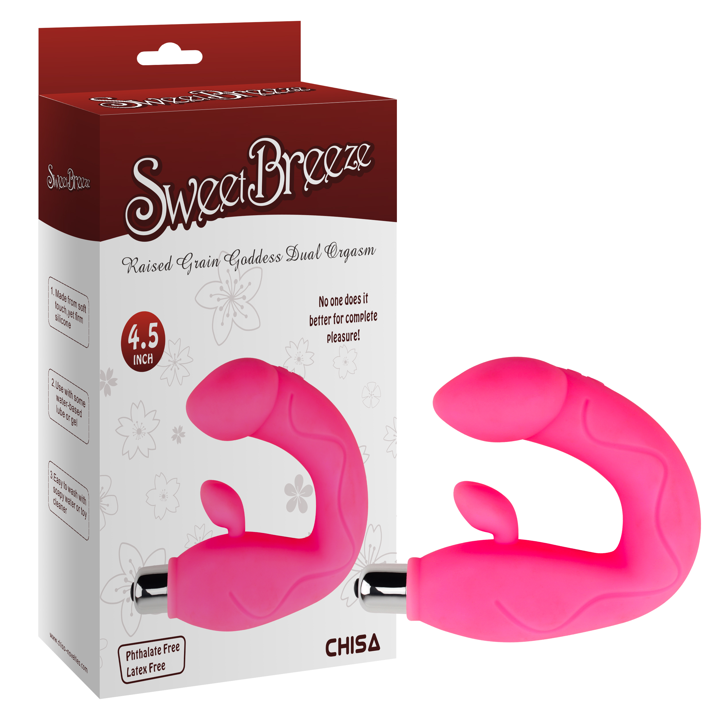 Sweet Breeze G-Spot and Clitoral Vibrator - Raised Grain Goddess Dual Orgasm - Pink - Image 3