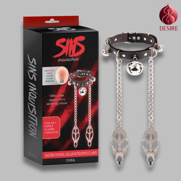 Sins Inquisition Master Control Collar with Nipple Clamps